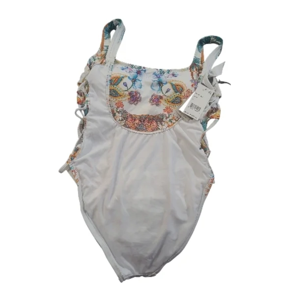NWT Cole New York Tahiti Plunge Lattice Side Mio One Piece sz L